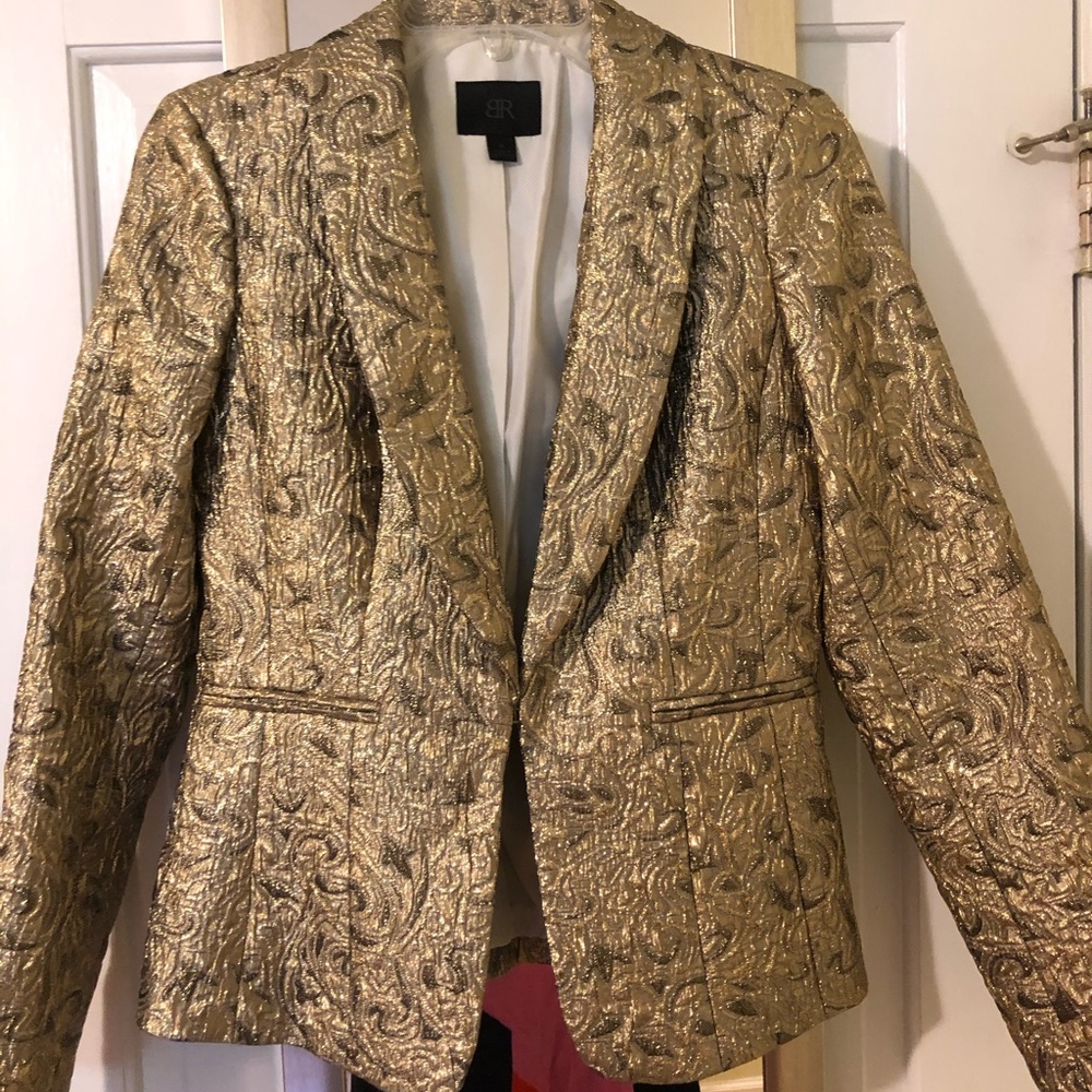 Gold brocade baroque Banana Republic blazer jacket